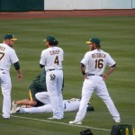 Coco Crisp, Josh Reddick, Brandon Moss and Yoenis Cespedes