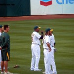 Coco Crisp, Josh Reddick, Brandon Moss and Yoenis Cespedes