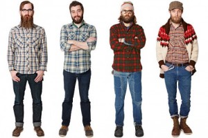 four guys with full facial hair and flannel shirt